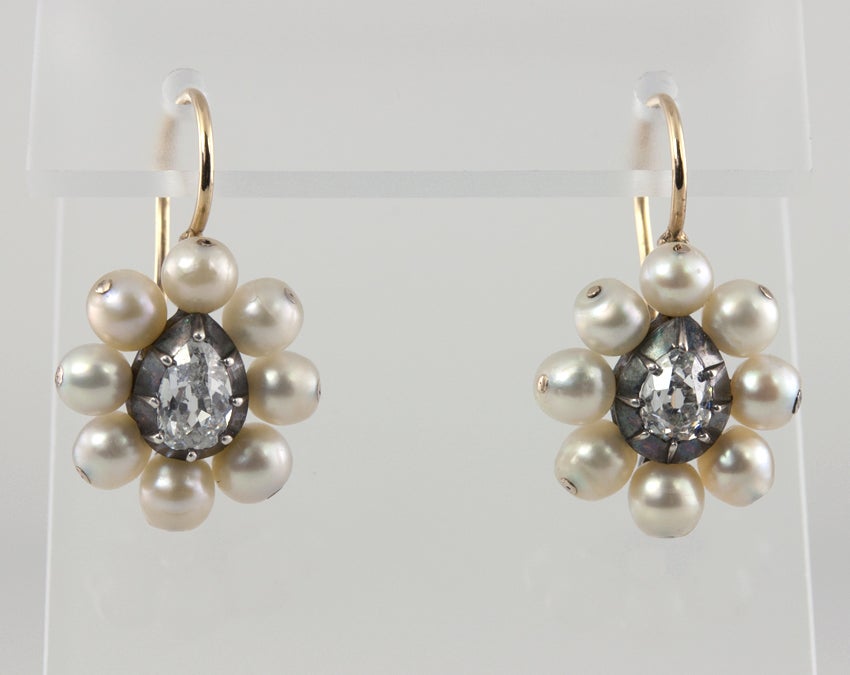 Victorian Pearl and Diamond Earrings