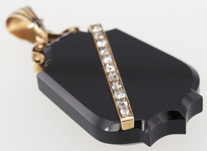 Women's Onyx and Diamond Locket For Sale