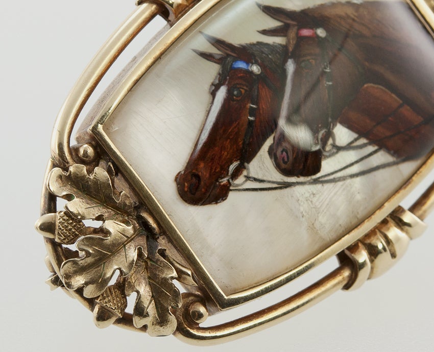 Victorian Essex Crystal Horse Brooch 1