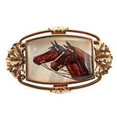 Victorian Essex Crystal Horse Brooch