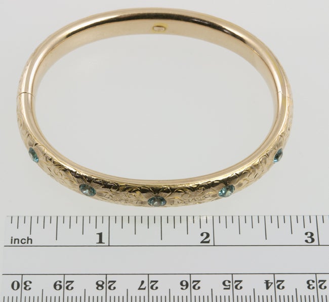 Engraved Bangle with Zircons