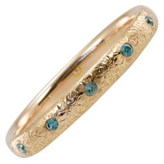 Engraved Bangle with Zircons