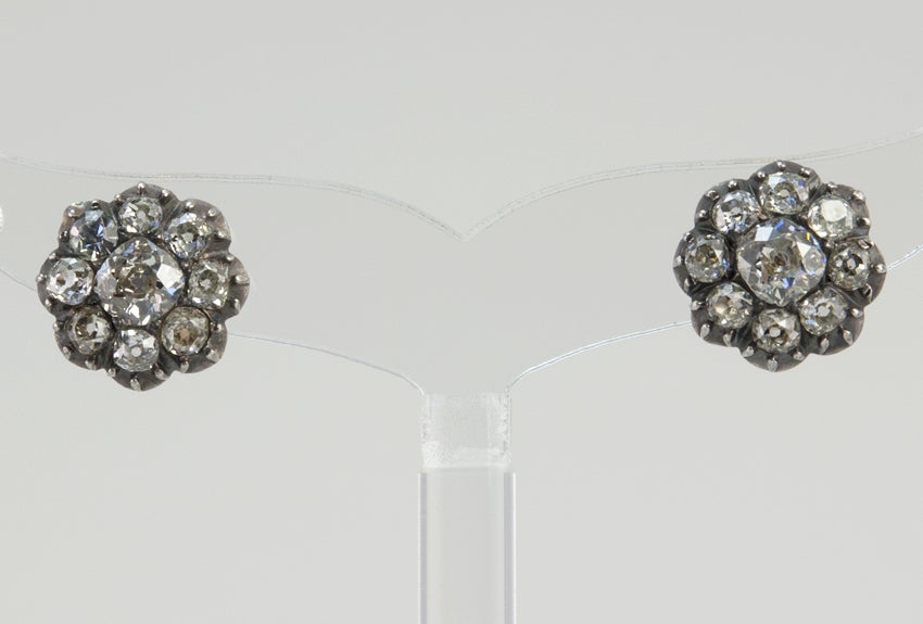 Women's Cushion Cut Diamond Cluster Earrings