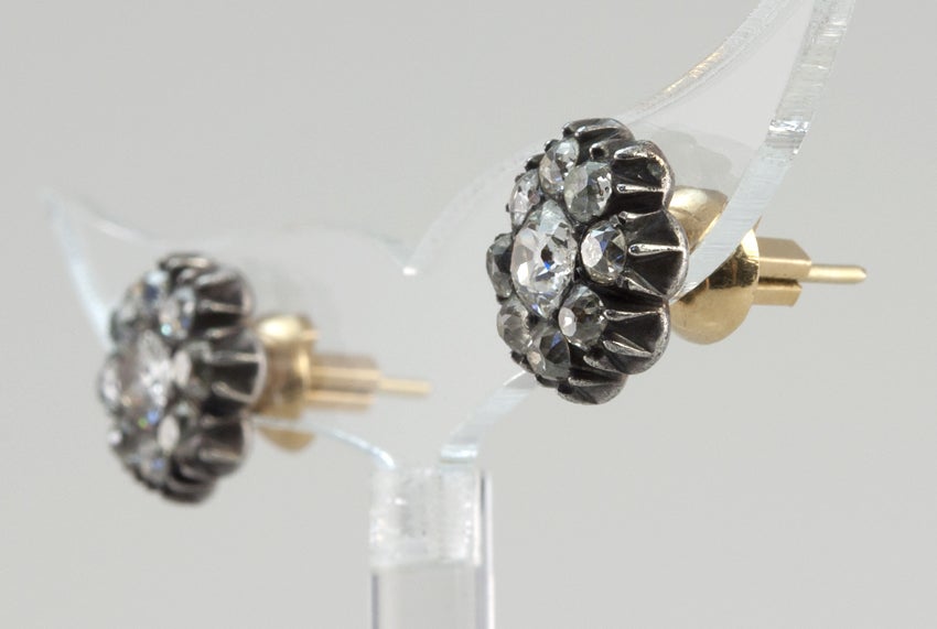 Cushion Cut Diamond Cluster Earrings 1