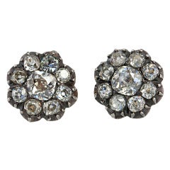 Cushion Cut Diamond Cluster Earrings