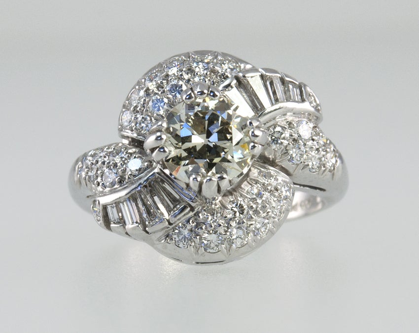 Baguette Cut 1.04ct. Diamond Cluster Ring For Sale