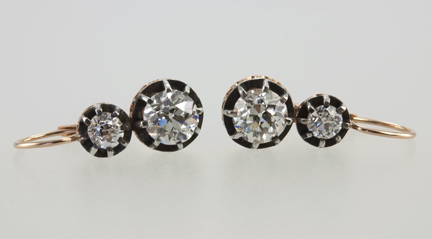 Old European Cut Diamond Earrings For Sale 3