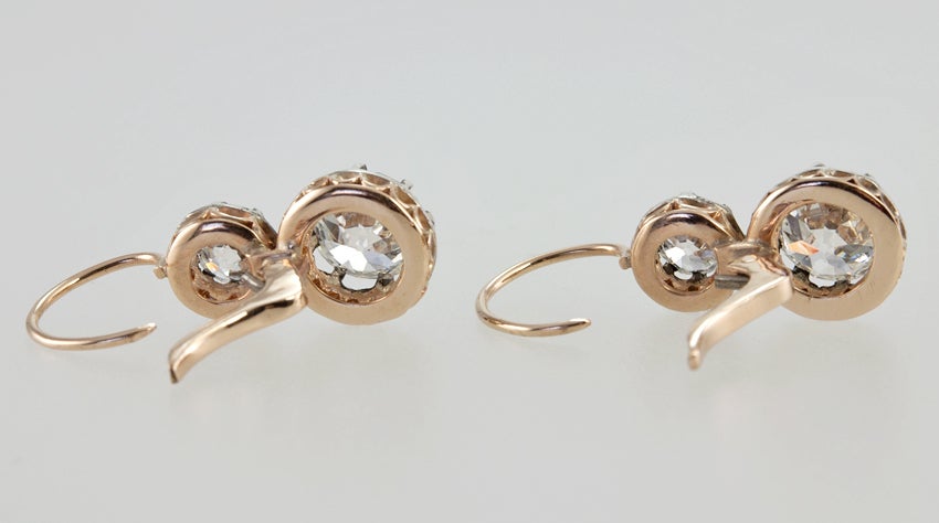 Old European Cut Diamond Earrings For Sale 5