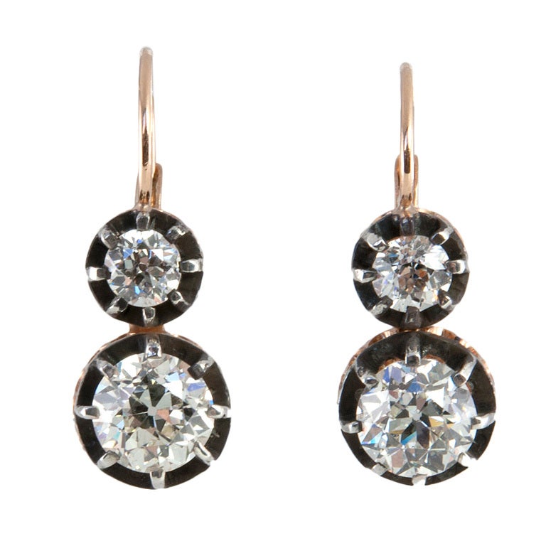 Old European Cut Diamond Earrings For Sale