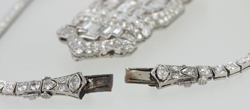 Art Deco Diamond Brooch with Necklace Attachment For Sale 5
