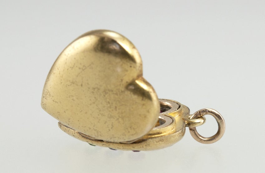 Victorian Colored Gem Stone Heart Locket 5