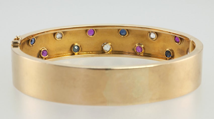 Victorian Bangle with Ruby, Sapphire and Diamond Stars For Sale 5