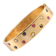 Victorian Bangle with Ruby, Sapphire and Diamond Stars