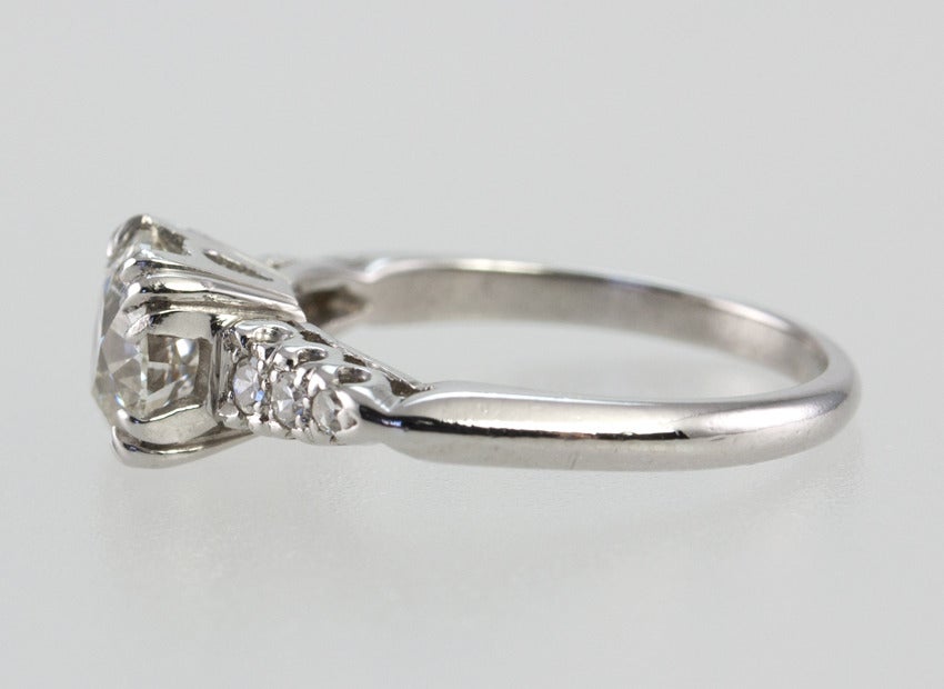 Women's 1.21 Carat Old European Cut Diamond and Platinum Ring For Sale