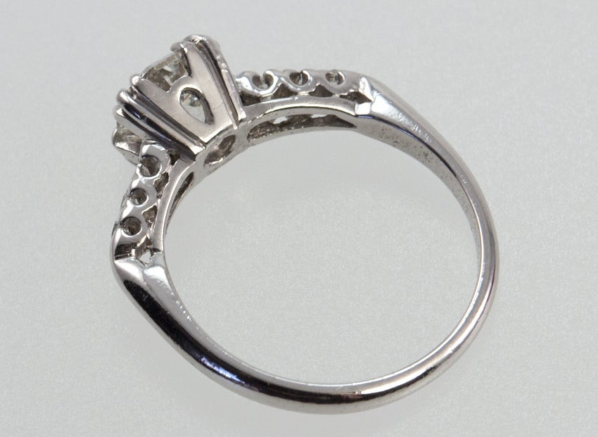 1.21 Carat Old European Cut Diamond and Platinum Ring For Sale 2