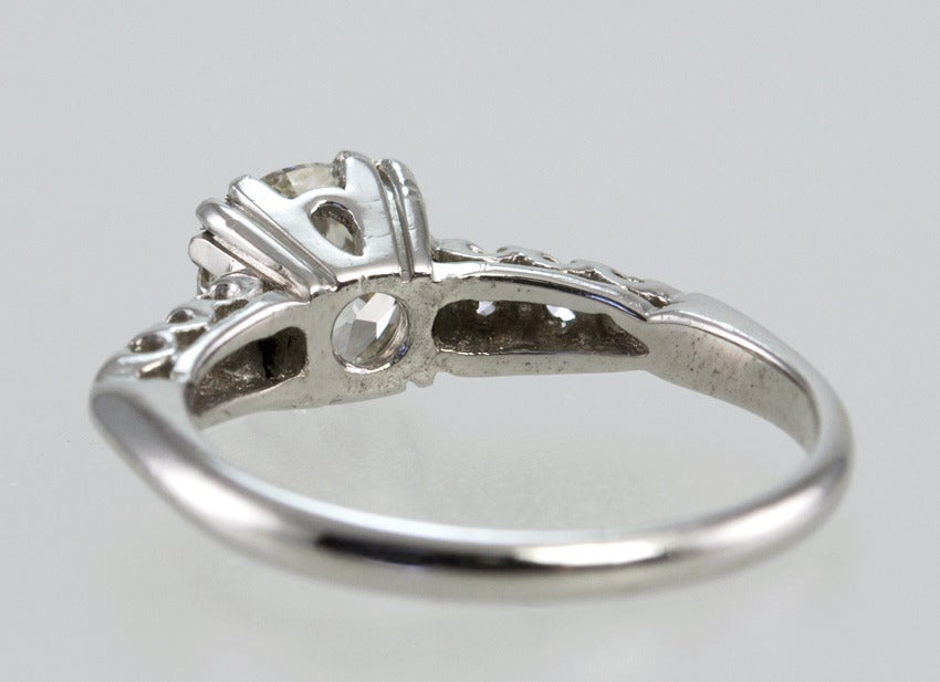 1.21 Carat Old European Cut Diamond and Platinum Ring For Sale 3