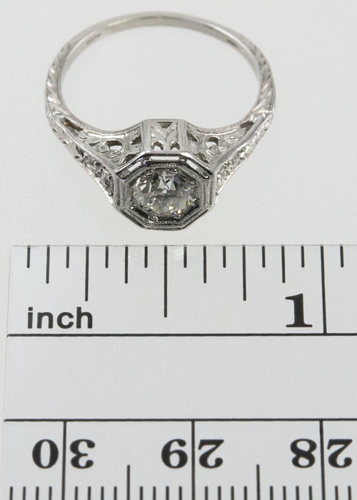 Bezel Set .75ct Old European Cut Diamond Ring 5