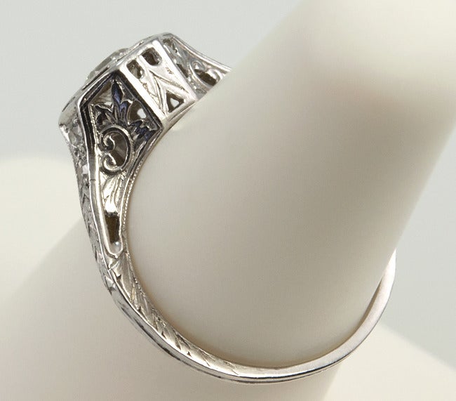 Bezel Set .75ct Old European Cut Diamond Ring 4