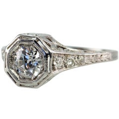 Bezel Set .75ct Old European Cut Diamond Ring
