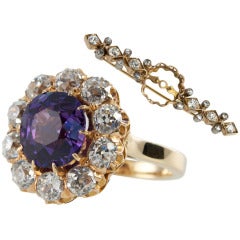 Victorian Natural Purple Sapphire Ring/Pin