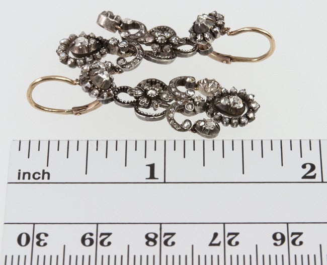 Late 19th Century  Victorian Drop Diamond Earrings In Excellent Condition In Los Angeles, CA