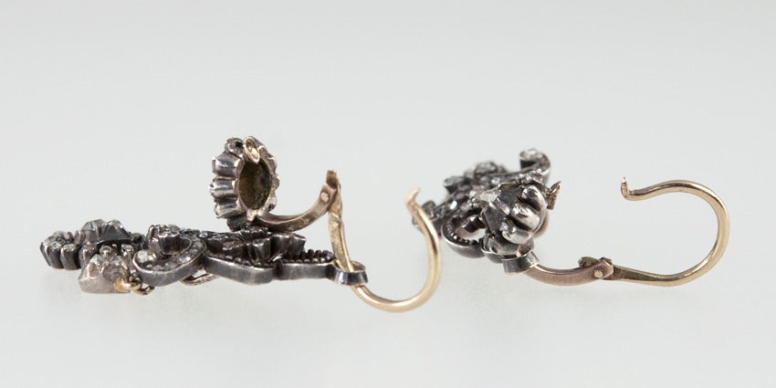 Late 19th Century  Victorian Drop Diamond Earrings 5