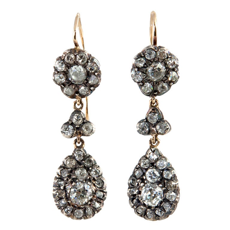 Gorgeous Victorian Diamond Drop Earrings For Sale at 1stdibs