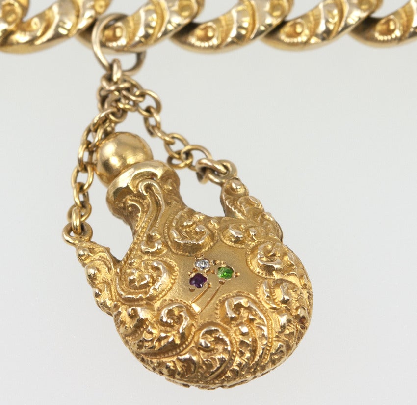 Women's Victorian Curb Link Bracelet With Perfume Bottle For Sale