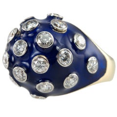 CARTIER Enamel and Diamond Dome Ring