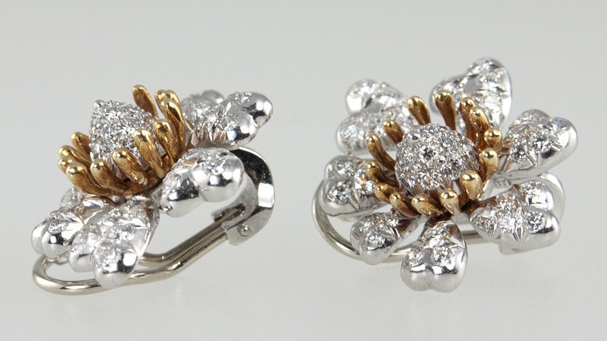 TIFFANY SCHLUMBERGER Diamond Flower Earrings 2