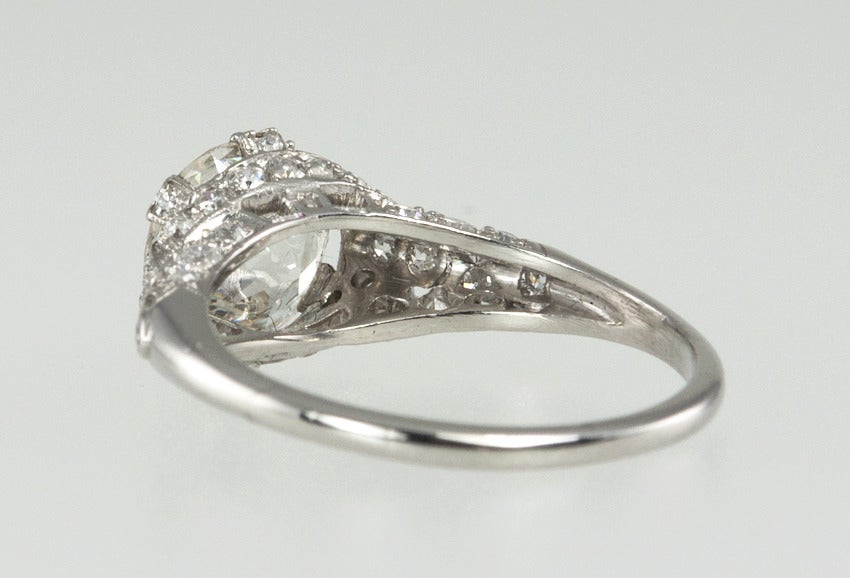 2.19 Carat Old European Cut Diamond and Platinum Engagement Ring For Sale 2