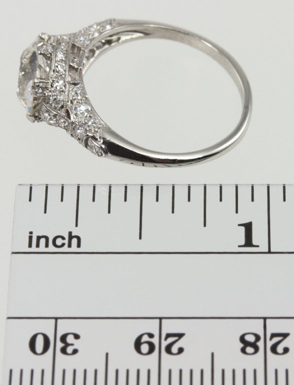 2.19 Carat Old European Cut Diamond and Platinum Engagement Ring For Sale 3