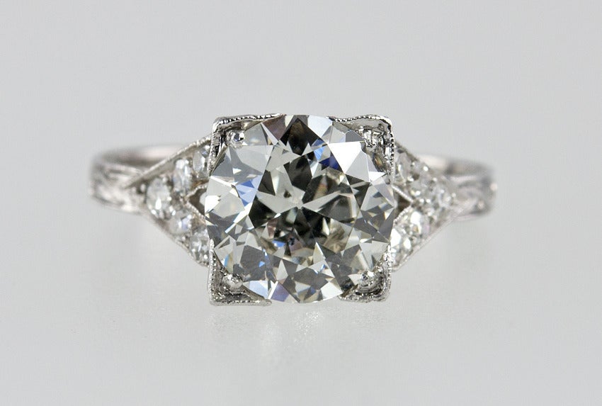 Art Deco Engagement Ring With 1.88CT Old Cut Diamond