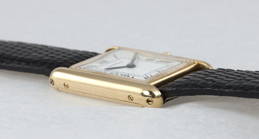 Cartier Yellow Gold Classic Men's Tank Wristwatch In Good Condition In Los Angeles, CA