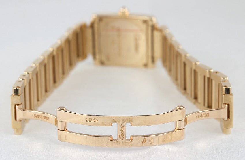 Cartier Lady's Yellow Gold and Diamond Tank Francaise Wristwatch with Bracelet 6