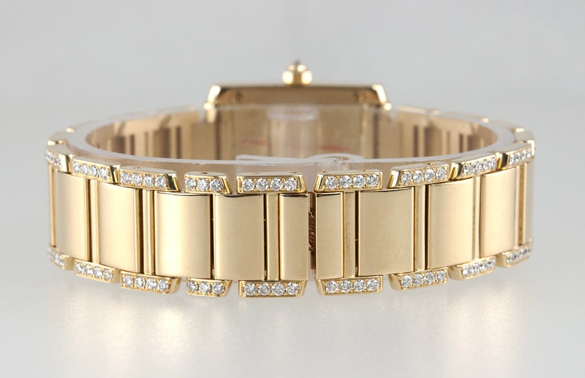 Cartier Lady's Yellow Gold and Diamond Tank Francaise Wristwatch with Bracelet 4