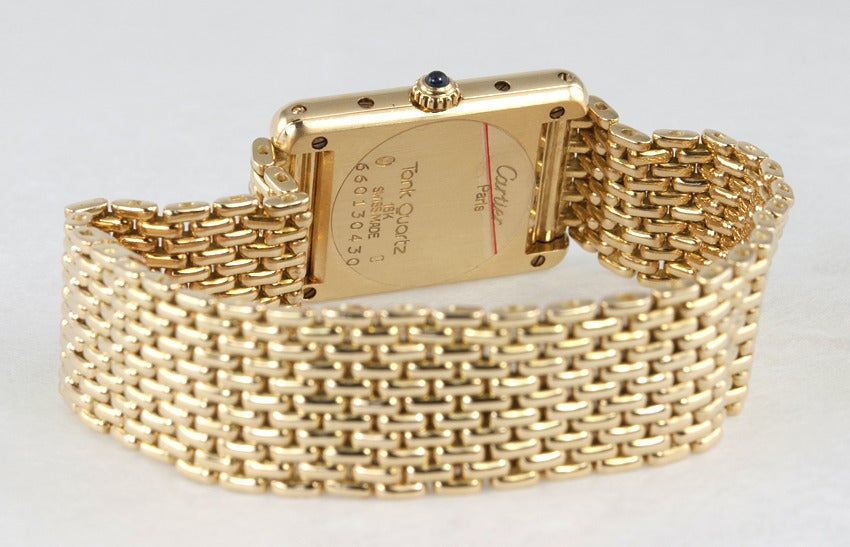 Cartier Lady's Yellow Gold Classic Tank Wristwatch on Gold Bracelet 3