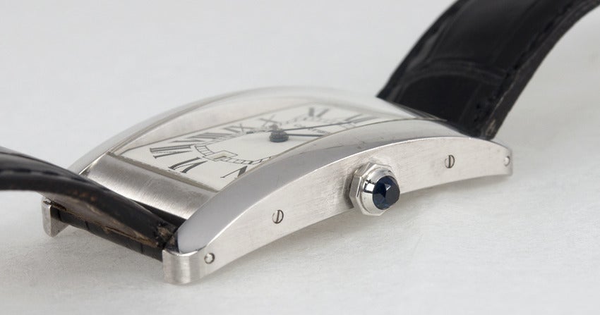 Cartier White Gold Men's Tank Americaine Wristwatch 1