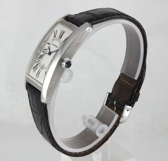 Cartier White Gold Men's Tank Americaine Wristwatch 4