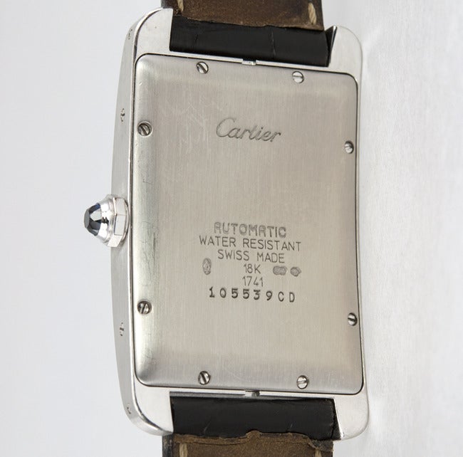Cartier White Gold Men's Tank Americaine Wristwatch 5