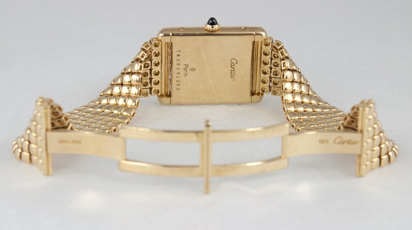 Cartier Yellow Gold Men's Classic Tank on a Gold Bracelet 4