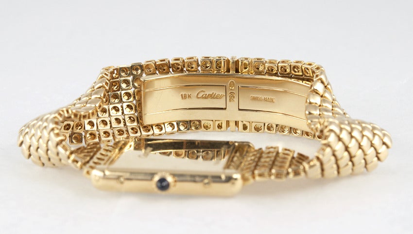 Cartier Yellow Gold Men's Classic Tank on a Gold Bracelet 5