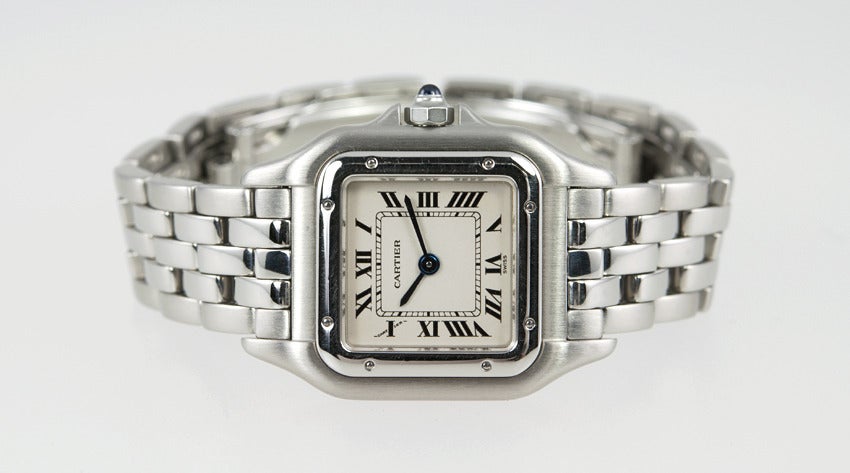 Cartier Lady's Stainless Steel Panther Wristwatch circa 1990s In Excellent Condition In Los Angeles, CA