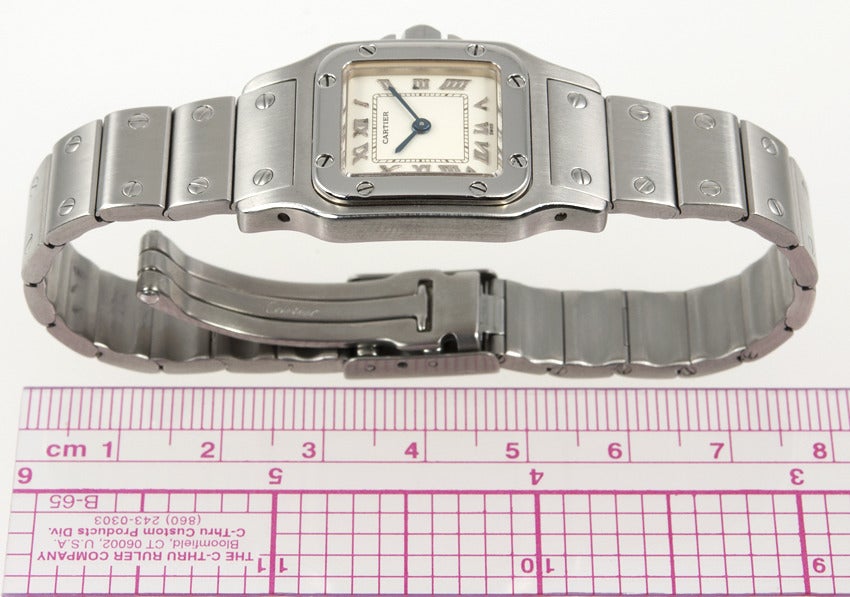 Cartier Stainless Steel Ladies Santos Wristwatch at 1stdibs