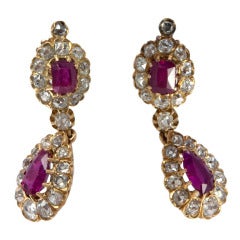 Victorian Natural Ruby and Diamond Earrings