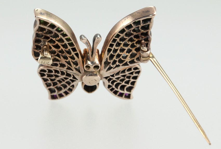 Victorian Gemstone Butterfly Pin 3
