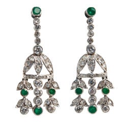 Diamond and Emerald Chandelier Earrings