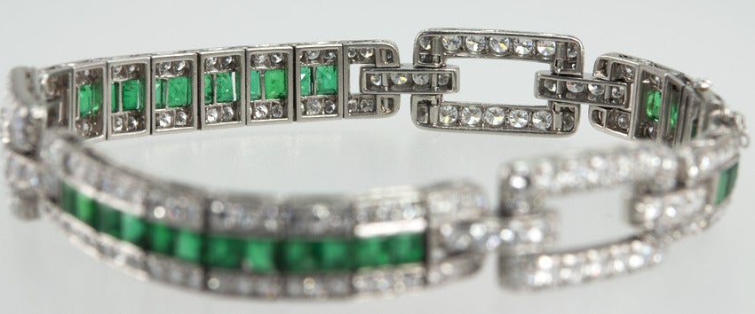 Oscar Hyman for JE Caldwell Emerald and Diamond Bracelet In Good Condition In Los Angeles, CA
