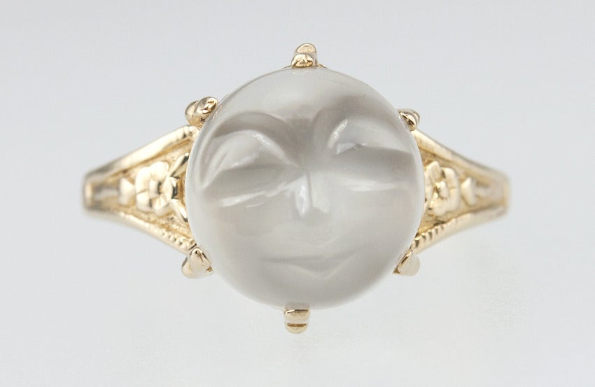 Victorian Carved Man In The Moonstone Ring