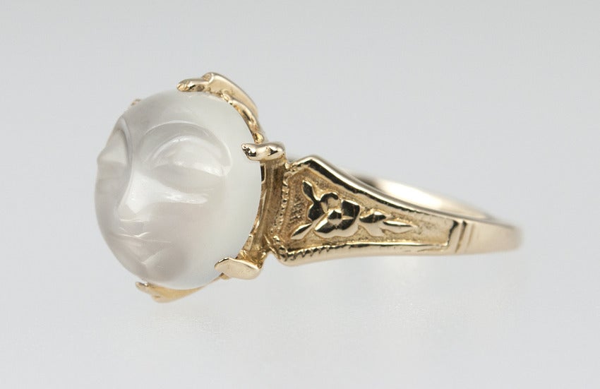 Women's Carved Man In The Moonstone Ring